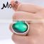 Oval Crystal Glass Stone Thermo Sensing Antique Silver Color Retro Style Color Changing Fashion Rings Big Stone Ring Designs