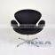 Replica Swan Chair - Black Genuine Leather