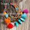 Fashion jewelry vintage ethnic colorful tassel bead rope woven bracelet Valentine's Day bracelet