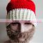 Merry christmas wool hat,handmade woven hat with beard,wool felt christmas hat