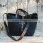 Custom high quality waxed canvas tote bag leather handle