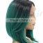 fashion ombre green short bob synthetic lace front wigs for black women