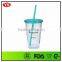 Plastic translucent Slurpy Tumbler with curly straw 16 oz