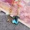 Women fashion accessories latest gold chain blue crystal bear charming necklace