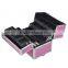 Pink 3 in 1 Pro Aluminum Rolling Makeup Case Salon Cosmetic Organizer Trolley