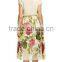 Women's Short Sleeve Crewneck Chiffon Floral Printed Midi Party Dress