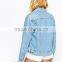 Ladies new fashion sleeveless plain denim jacket short Boxy Boyfried Denim Jacket
