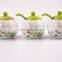 Set Of 3 White Flower Printed Round Ceramic spice container Spice Jar With Lid