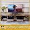 Hotel furniture led tv stand tv table with gold metal frame pu cover top