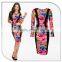 women casual one piece dress in floral print jersey dress