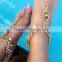 GOLD tone crystal pearl Anklets toe ring barefoot sandal PAYAL pair