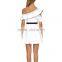 Asymmetrical ruffle one shoulder contrast pipping short dress