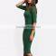 Korean Autumn Summer Style Women Bodycon Pencil knitted Dresses Sexy Fall 2016 New Arrival Casual Green Half Sleeve Midi Dress