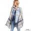 Fashion Lady mix-stripe oversized knit poncho