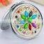 Bronze Metal Jeweled Square Pocket Makeup Mirror