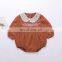 Autumn 2020 New Item Lattice Baby Long-sleeved Robe Flower Embroidery Girls Triangle Bag Fart Clothing