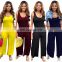 2020 Summer New Women Casual Sleeveless Trousers with Pockets Rompers Loose Jumpsuit