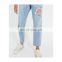 women custom jeans pants fashion plaid ripped women straight jean