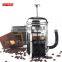 2015 hot sale borosilicate glass coffee press ,chrome plated coffee plunger,simple design french press