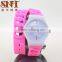 Promotional quartz watch with long silicone strap