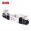 SNS 4V2 series pneumatic 5/2 way solenoid operated directional control valve, 12V/24VDC/220VAC solenoid valve