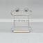 Two Tier Bathroom Storage Shelf Shower Caddy with Suction Cup Steel Wooden Shelves Corner Wall Mounted Rack
