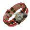 Rebacca's Vintage retro genuine cow leather wrap bracelet women's quartz watch