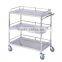 China Factory Hot Sale Stainless Steel Instrument Trolley 3-tier Shelf Hospital Cart