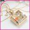 Photo frame necklace square pendant with beautiful flower necklace