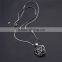 Vintage Double Sided Hollow Rose Flower Round Big Rhinestone Pendant Long Snake Chain Necklace for Women Girls Jewelry