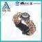 2016 custom color fishing paracord survival bracelet with compass fire starter