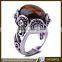 2015 hot sales antique silver engraved ring decorated with agate