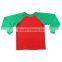 Wholesale long sleeves kids baseball shirt boutique children clothing green sleeves baby boys raglan shirt red Christmas raglan