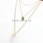 Hot Sale European And American Design Rose Gold Plated Necklace Ornaments Multilayer Emerald Crystal Color Stone Bead Neckladces