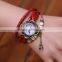 In Stock 7 Colors Wholesale Fashion Newest Style Leather Cord Eiffer Tower Cheap Leather Band Watch