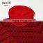 Women Winter High Neck Knit Red Cashmere Dress, Red-Black-Stripe High Neck Dress