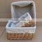 cotton cloth liner handmade willow basket for food or goods storage
