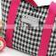Fashion Black And White Lattice Double Layer Cotton Tote Bag,Wholesale Cheap Lunch Bag