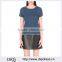 Wholesale Women Apparel Navy Short Sleeves Relaxed Round Neck Stretch-denim T-shirt(DQE0223T)