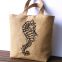 Large summer embroidered jute tote bag, hand embroidered with a seahorse in black, beach bag, shoppers bag, one of a kin