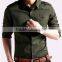 New Elegant Khaki 100%Cotton Men fancy casual Shoulder strap shirt with square collar