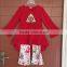 hot sale reindeer embroidery wholesale girls top and pant sets
