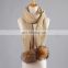 Classical style stripe pattern winter lady fur pompom scarf wholesale