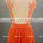 2017 Popular Orange Color A Line Lace Chiffon Long Bridesmaid Dress Online