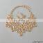 Antique Silver Hammered Oval Shape Statement Necklace And Earring Set