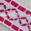 Fashionable polyester lace trim crochet red satin ribbon