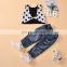 baby girl clothes 2 PCS Baby Sets Dots Vest Top + Denim Holes Pants 2 Pcs Kids Girls Sets Children'S Sweater