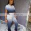 2020 new arrival women wholesale tie dye crop top 2 piece joggers crop top and stacked pants set