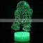 7 colors touched changed acrylic panel  3d led night light for decoration