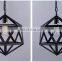 New Arrival Retro Polygon Iron Cage Frame Pendant LED Light Indoor Lamp Fixture